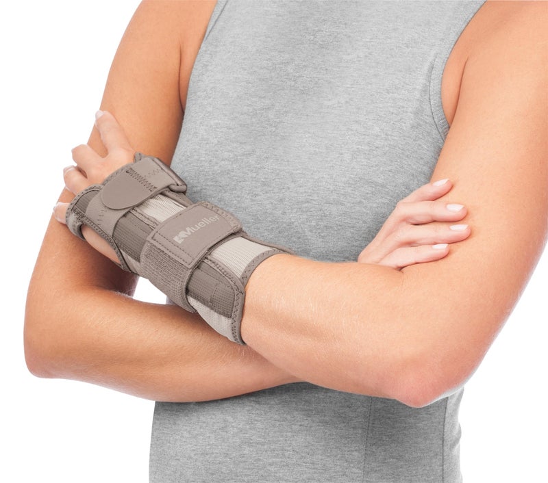 مثبت معصم مويلر للطب الرياضي قابل للعكس مع دعامة لتخفيف آلام المعصم للرجال والنساء مثالي لالتهاب الأوتار في النفق الرسغي والتهاب المفاصل لون بني كبير XL كبير